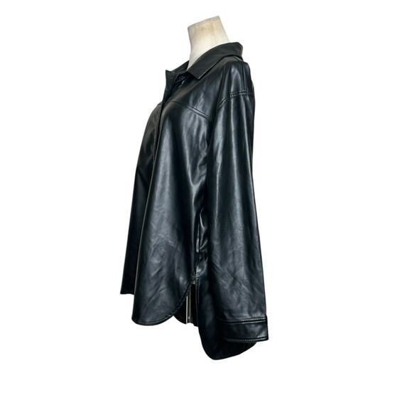 Laundry faux leather long sleeves buttoned shacket size large - Picture 7 of 10
